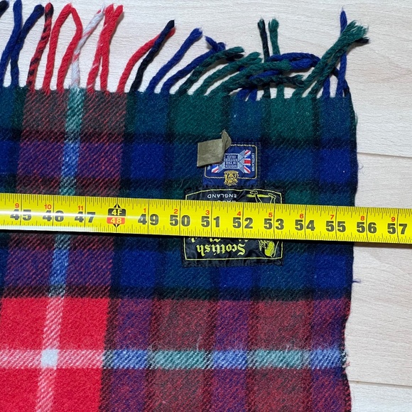 Vtg All Wool England Made Scottish Glen Check Plaid Fringe Throw Blanket 56 X 60 - Picture 10 of 10